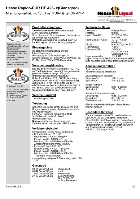 Hesse Rapido-PUR DE 423- x(Glanzgrad) - Hesse Lignal