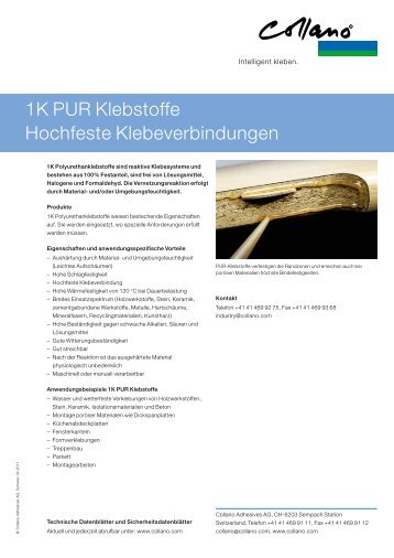 Sortiment 1K PUR Klebstoffe - Collano