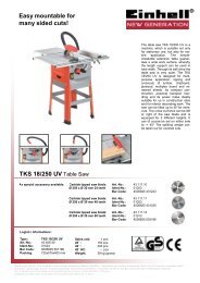 Easy mountable for many sided cuts! TKS 18/250 UV Table Saw