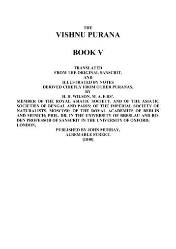 VISHNU PURANA BOOK V