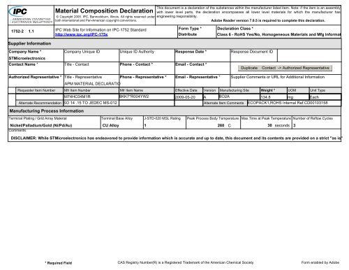 Material Composition Declaration - STMicroelectronics
