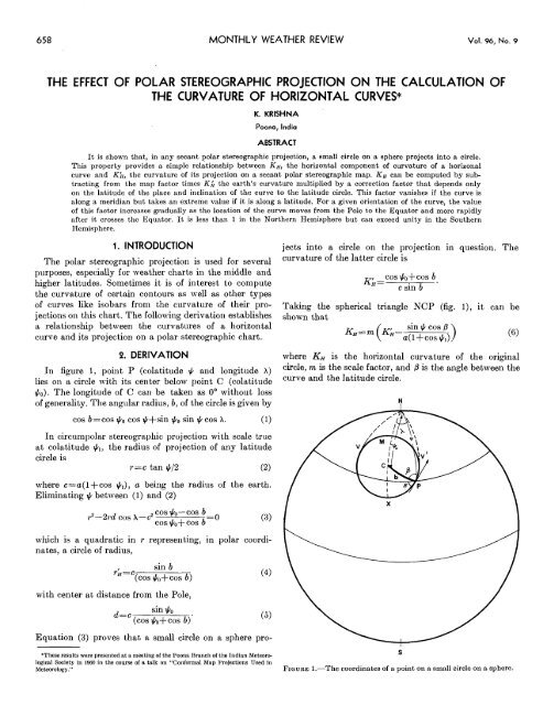 polar stereographic projection on the calculation of