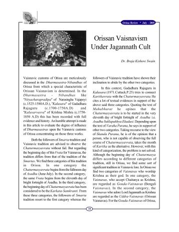 Orissan Vaisnavism Under Jagannath Cult