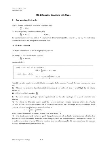 Differential Equations with Maple by Martin Ward - Chapter 1 ...