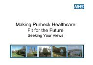 Making Purbeck Healthcare Fit for the Future - NHS Dorset