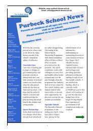 Issue 2 Parents Newsletter - Feeder Schools - The Purbeck School