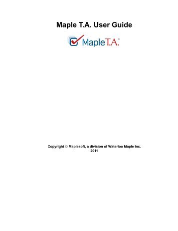 Maple T.A. User Guide - Maplesoft