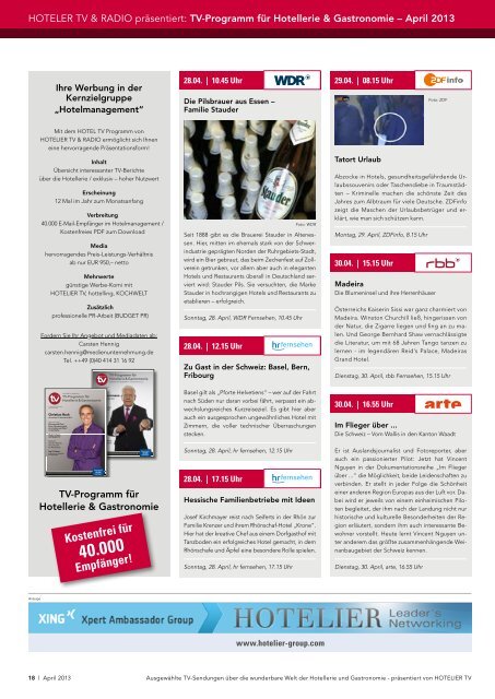 HOTEL TV PROGRAMM – April 2013