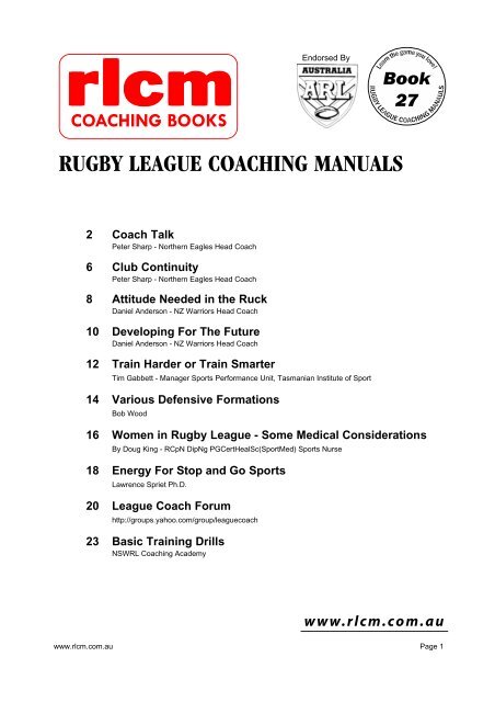 rugby league coaching manuals 