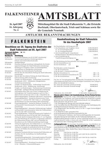 AMTSBLATT - Stadt Falkenstein im Vogtland