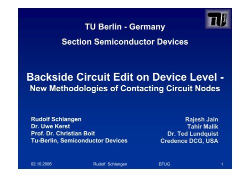 Backside Circuit Edit on Device Level - New Methodologies - Imec