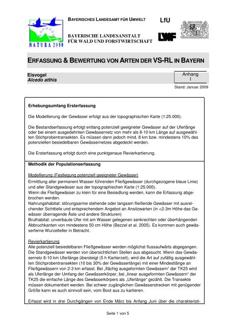 ERFASSUNG &BEWERTUNG VON ARTEN DER VS-RLIN BAYERN