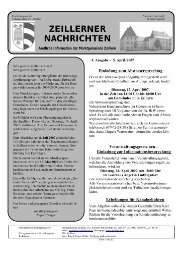 ZEILLERNER NACHRICHTEN - Marktgemeinde Zeillern