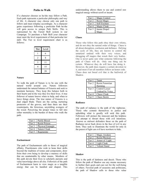 Rule Book - Fables of Fenorra