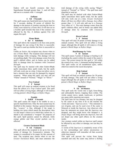 Rule Book - Fables of Fenorra