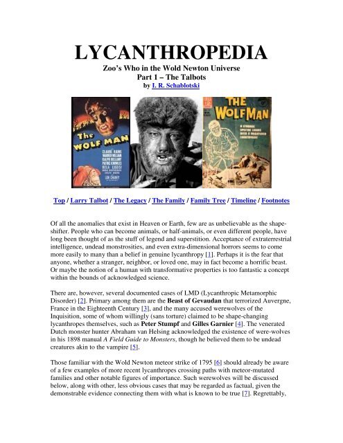 LYCANTHROPEDIA - The Official Philip Jose Farmer Home Page