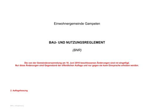 UND NUTZUNGSREGLEMENT (BNR) - Gemeinde Gampelen