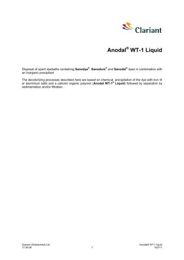 Anodal WT-1 liquid - Omya Aluminium Finishing