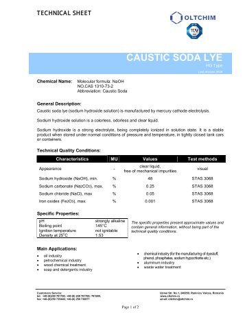 CAUSTIC SODA LYE - Oltchim