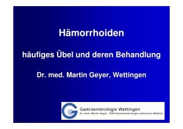 Vortrag Hämorrhoiden - Gastroenterologie Wettingen