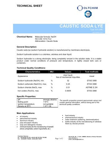 CAUSTIC SODA LYE - Oltchim