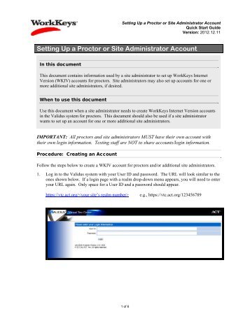 Setting Up a Proctor or Site Administrator Account - ACT