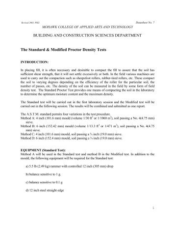 The Standard & Modified Proctor Density Tests