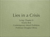 Lying, Chapter 8 Sissela Bok Contemporary Moral ... - Olena's