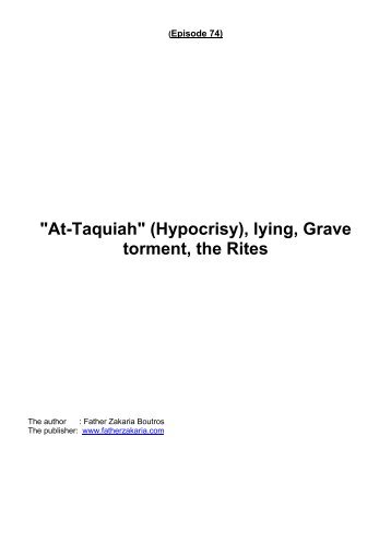 "At-Taquiah" (Hypocrisy), lying, Grave torment, the ... - Father Zakaria