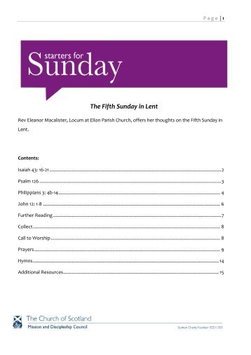 The Fifth Sunday in Lent - Church of Scotland