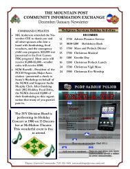 THE MOUNTAIN POST COMMUNITY INFORMATION ... - Fort Carson