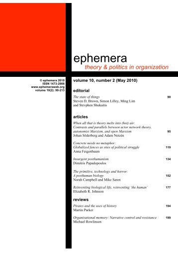 volume 10, number 2 (May 2010) - Ephemera