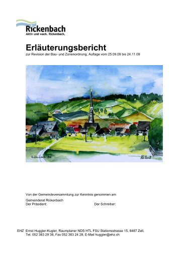Erläuterungsbericht - Rickenbach ZH - Kanton Zürich