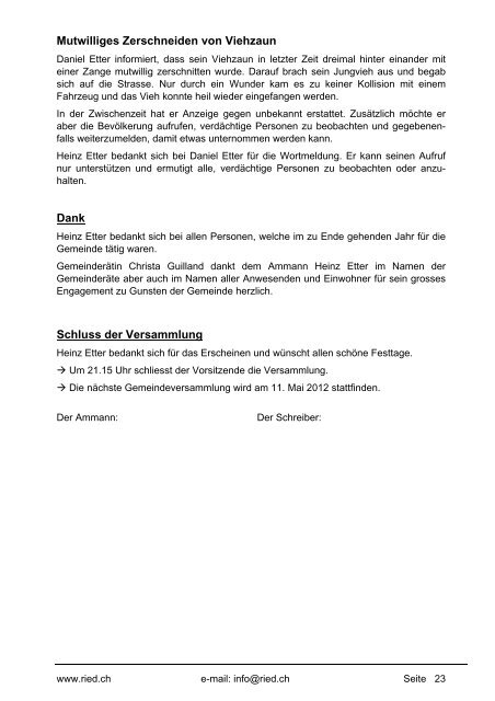 Bericht der Finanzkommission - Gemeinde Ried b. Kerzers