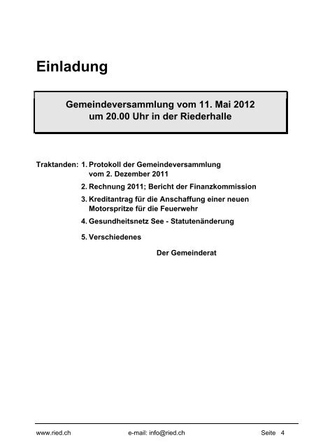 Bericht der Finanzkommission - Gemeinde Ried b. Kerzers