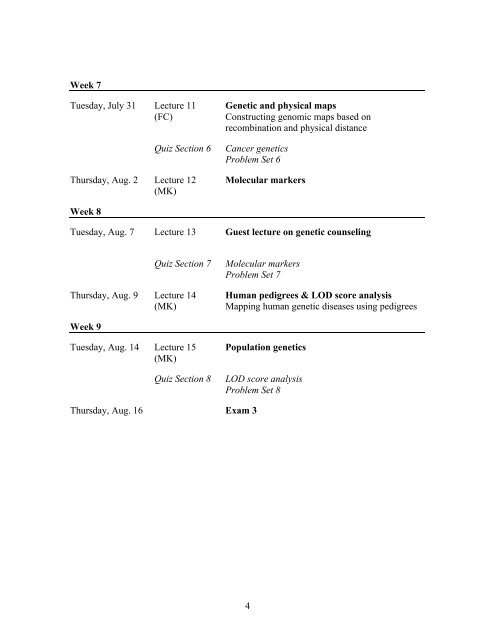 Syllabus (Genome 361 Summer 2012) - UW Courses Web Server