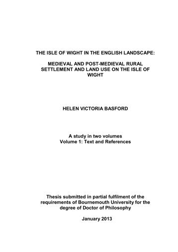 THE ISLE OF WIGHT IN THE ENGLISH LANDSCAPE: MEDIEVAL ...