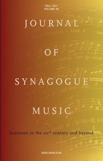 Journal of Synagogue Music, Fall - Cantors Assembly