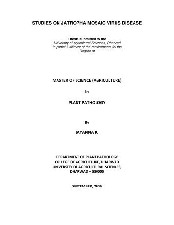 studies on jatropha mosaic virus disease - ETD | Electronic Theses ...