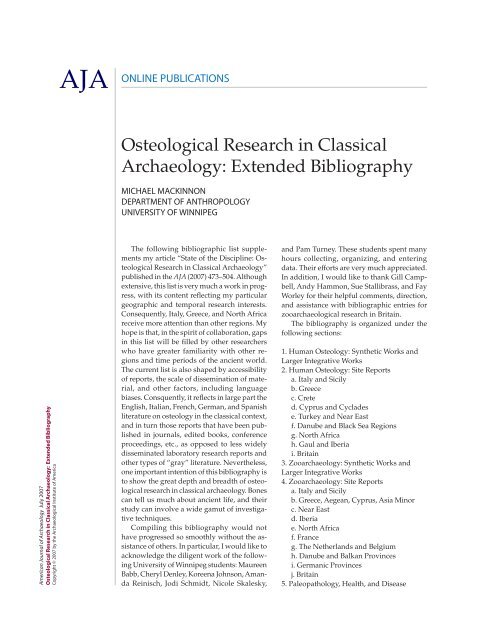 AJA Online PublicatiOns - American Journal of Archaeology