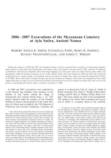 2006–2007 Excavations of the Mycenaean Cemetery at Ayia Sotira ...