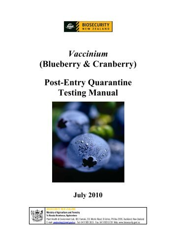 Vaccinium (Blueberry & Cranberry) Post-Entry Quarantine Testing ...