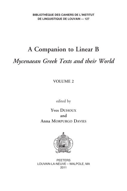 A Companion to Linear B - The University of Texas at Austin