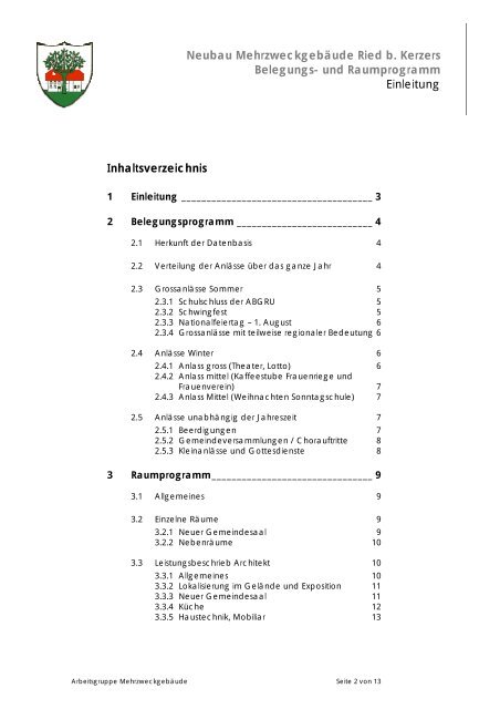 3 Raumprogramm - Gemeinde Ried b. Kerzers