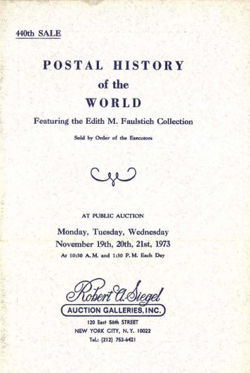 440-The Edih M. Faulstich Collection of Postal History of the World