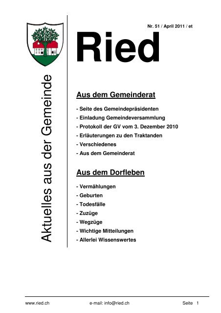 Bulletin Nr. 51 (April 2011) - Gemeinde Ried b. Kerzers