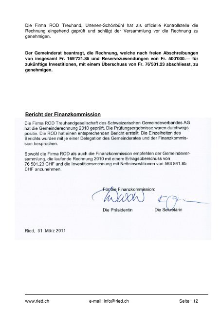 Bulletin Nr. 51 (April 2011) - Gemeinde Ried b. Kerzers