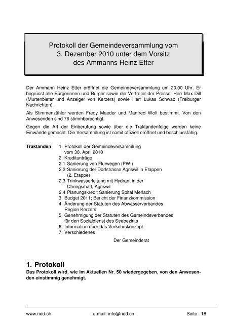 Bulletin Nr. 51 (April 2011) - Gemeinde Ried b. Kerzers