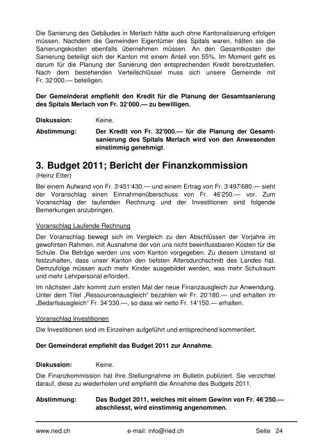 Bulletin Nr. 51 (April 2011) - Gemeinde Ried b. Kerzers