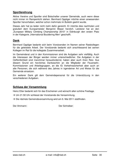 Bulletin Nr. 51 (April 2011) - Gemeinde Ried b. Kerzers